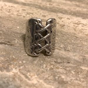 Silver designer corset ring